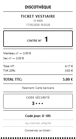 Ticket Vestiaire Client