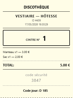 Ticket Vestiaire Hôtesse